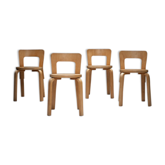 A set of four original model 65 chairs by Alvar Aalto for Artek