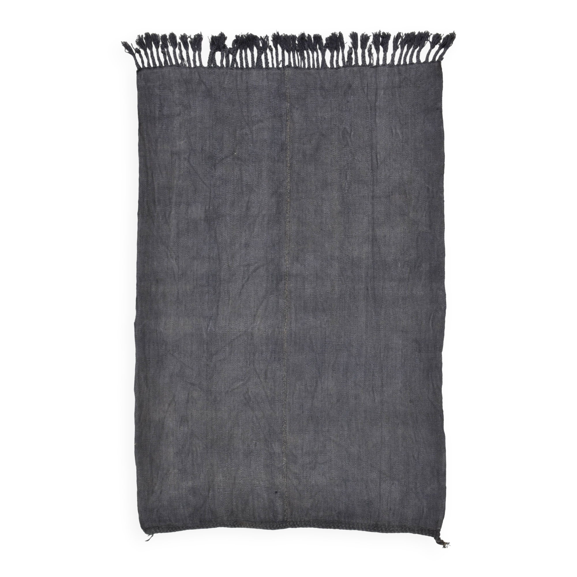 5x8 Anthracite Grey Handwoven Vintage Kilim Rug, 159x235 Cm
