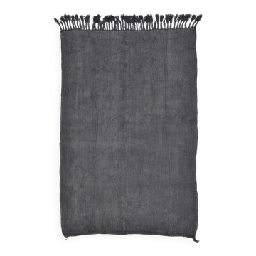 Tapis Kilim vintage tissé à la main gris anthracite 5x8, 159x235 cm