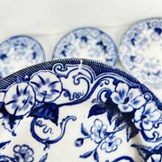 Set of 6 dessert plates in ironstone "Flora" – Creil et Montereau, 19th century, blue