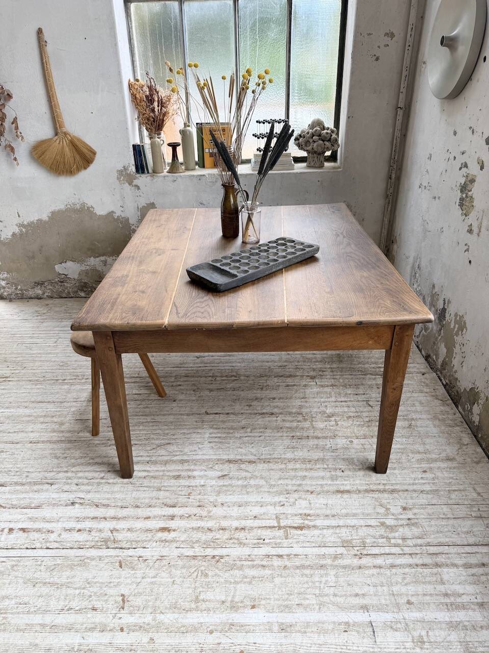 Large “square” oak farmhouse table 1950