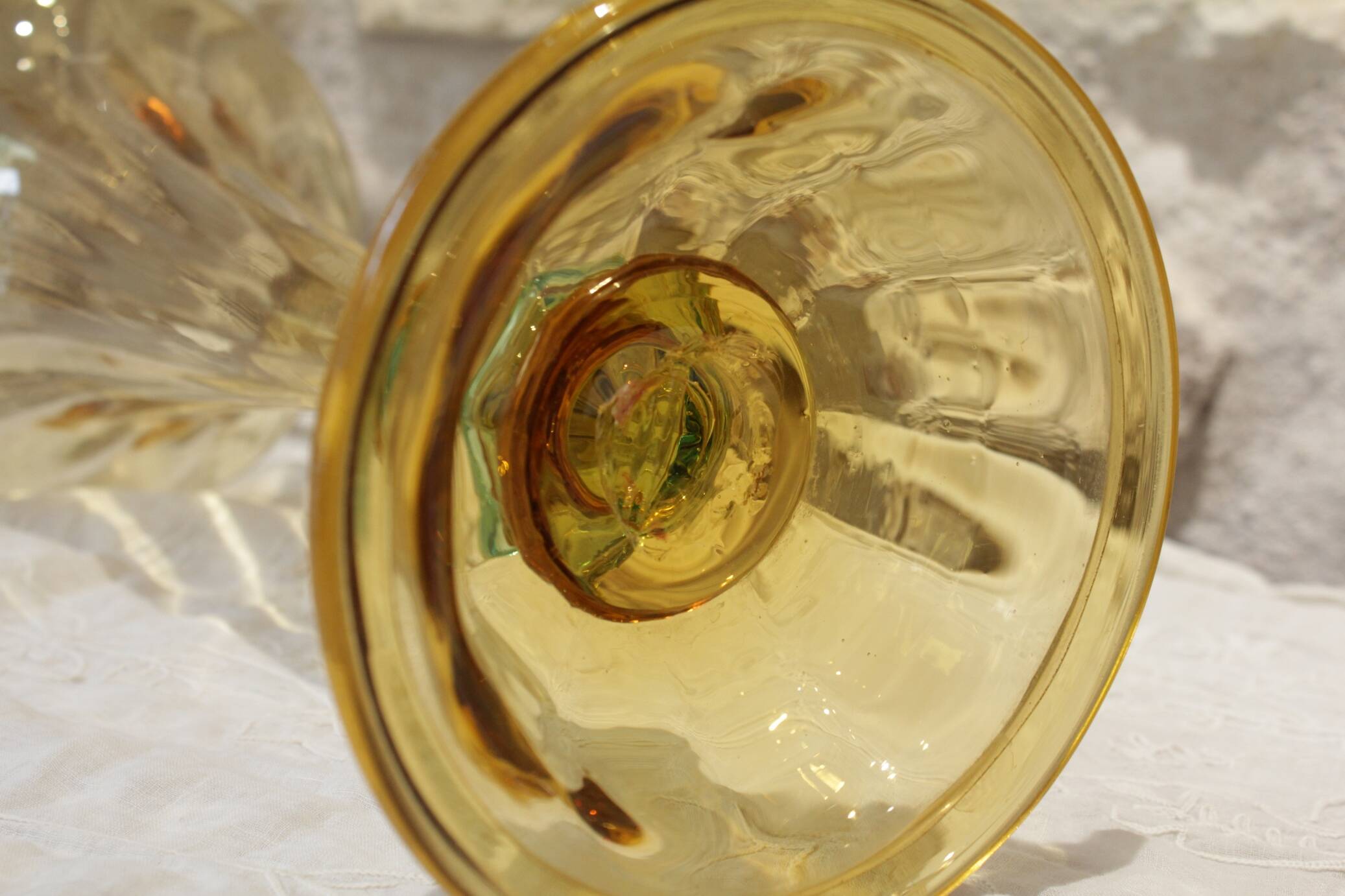 Vase from the Portieux crystal factory in yellow and blue glass
