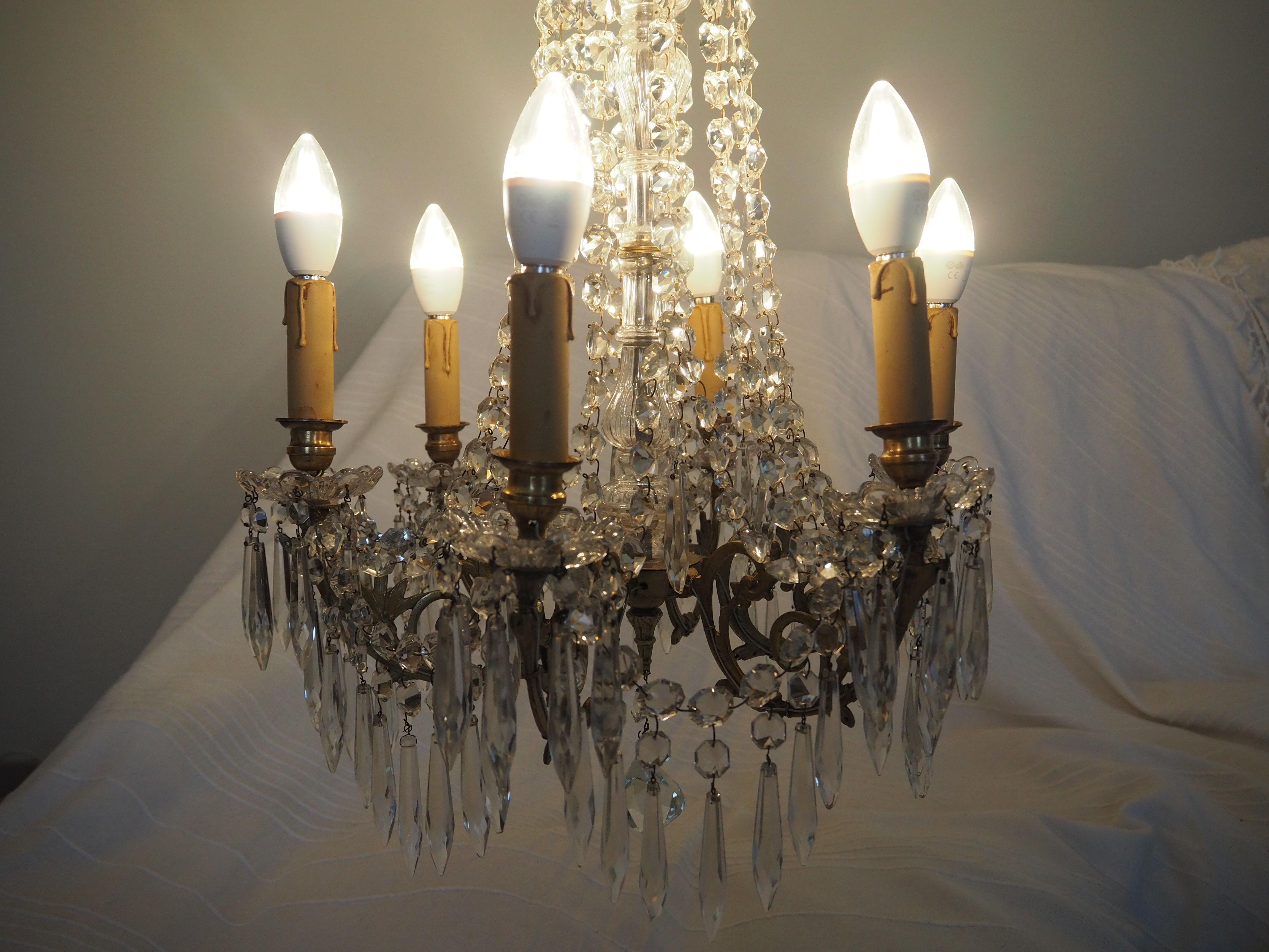 Napoleon III chandelier with crystal pendants, signed Portieux 19th century
