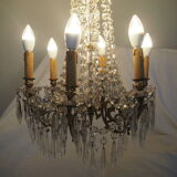 Napoleon III chandelier with crystal pendants, signed Portieux 19th century