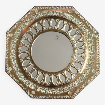 Moroccan octagonal brass mirror, 1970s