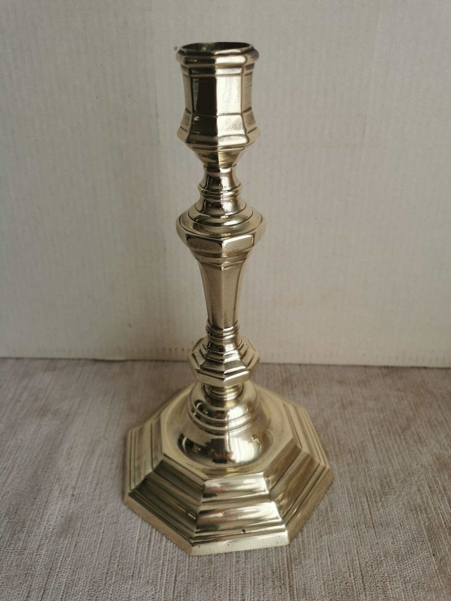 Pair of polished bronze candle holders XVIII th century