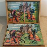 Old game of 24 wooden puzzle cubes from the 1950s