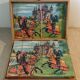 Old game of 24 wooden puzzle cubes from the 1950s