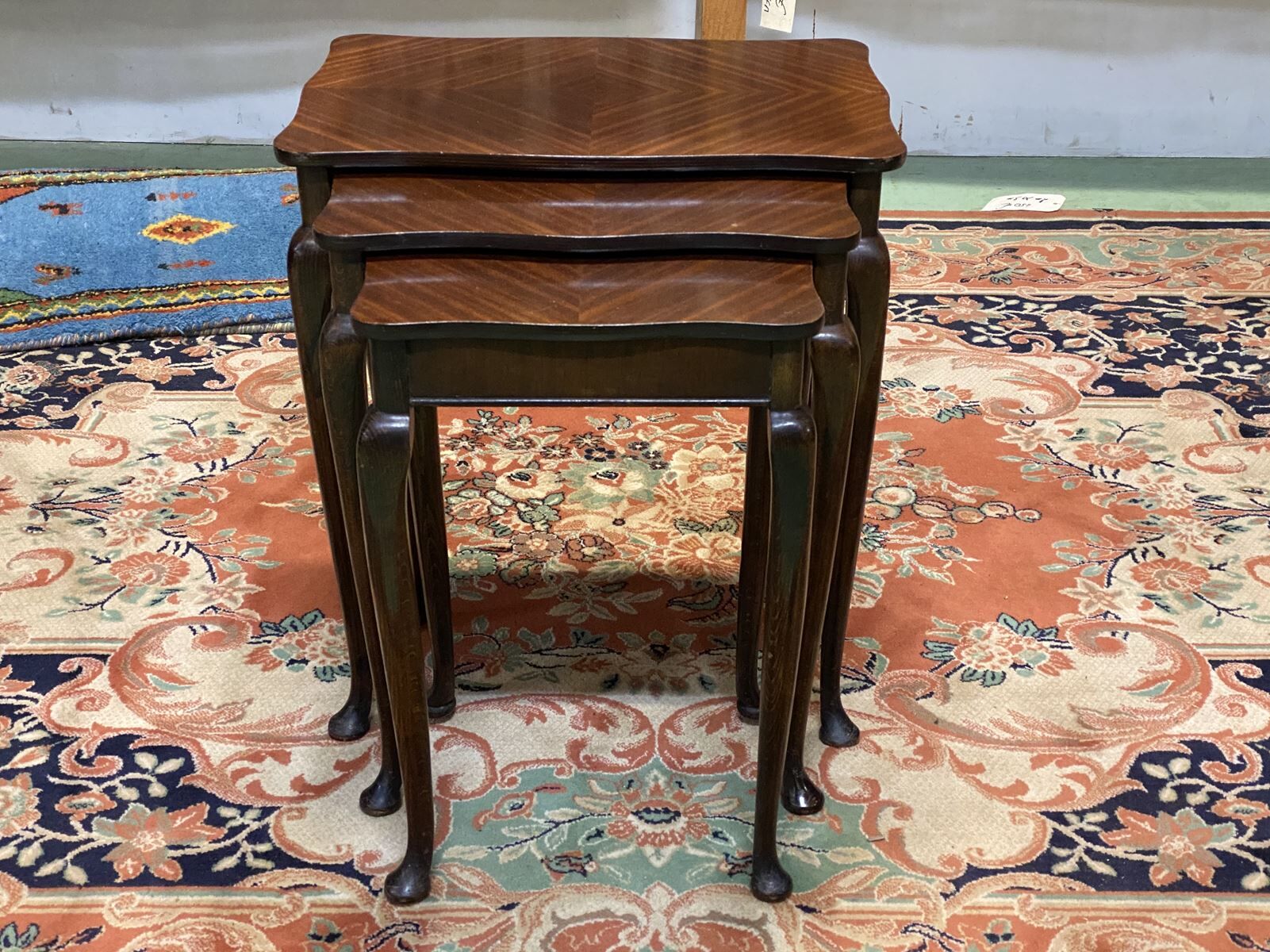 Suite of 3 Mapple tables - 70s mahogany