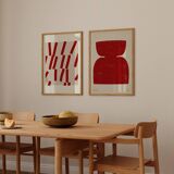 Pair of prints, abstract wall art set of two, 50x70cm