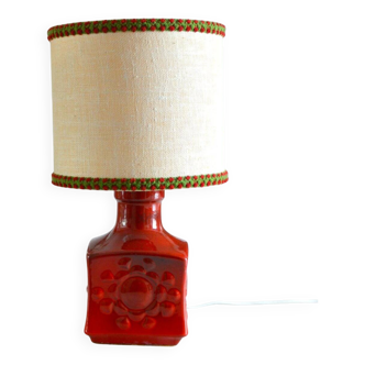 Red ceramic table lamp from Germany, 1970s