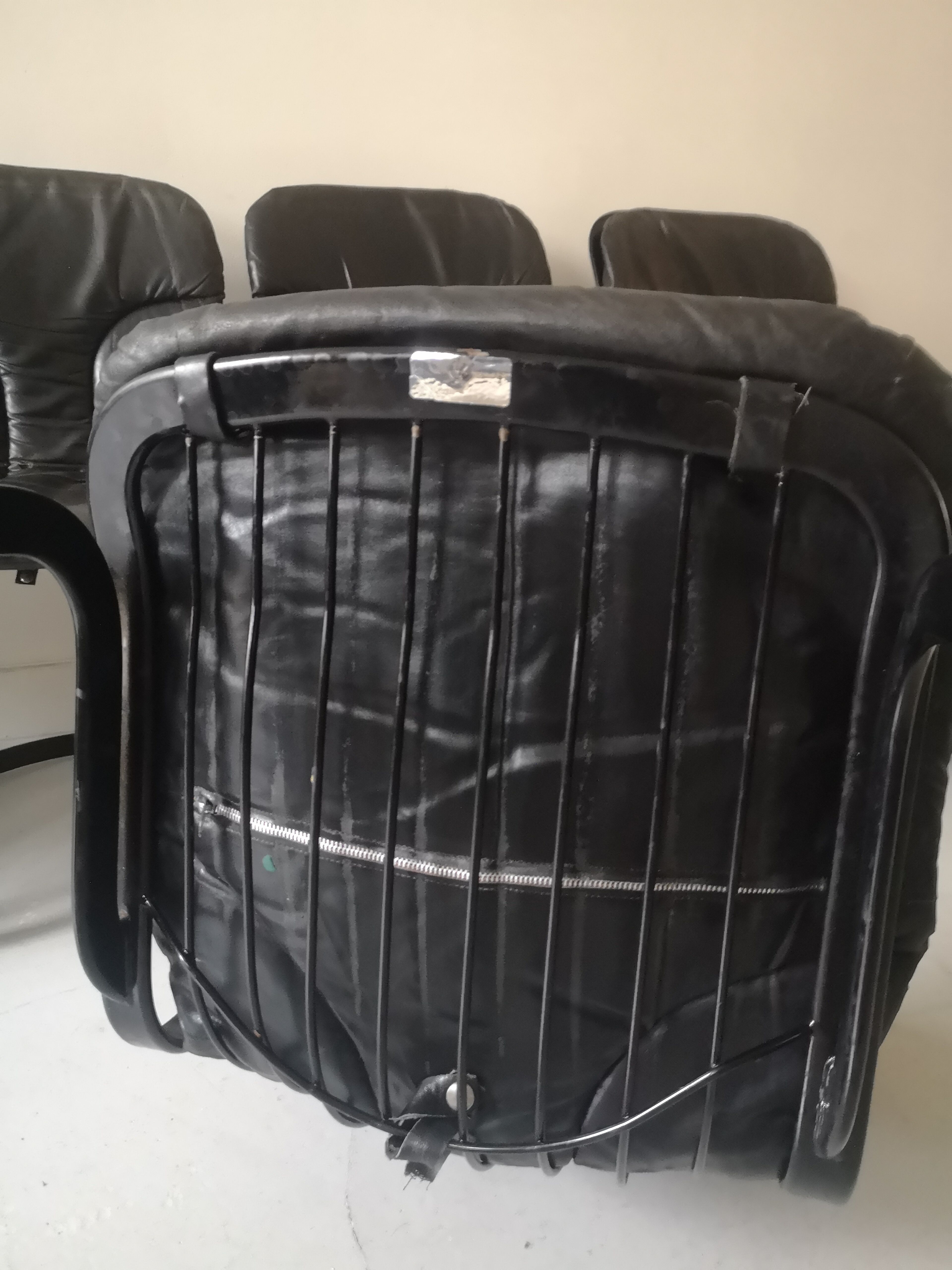 Black metal chair and leather cidue, italy 1970