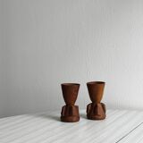 Paire de coquetiers en bois