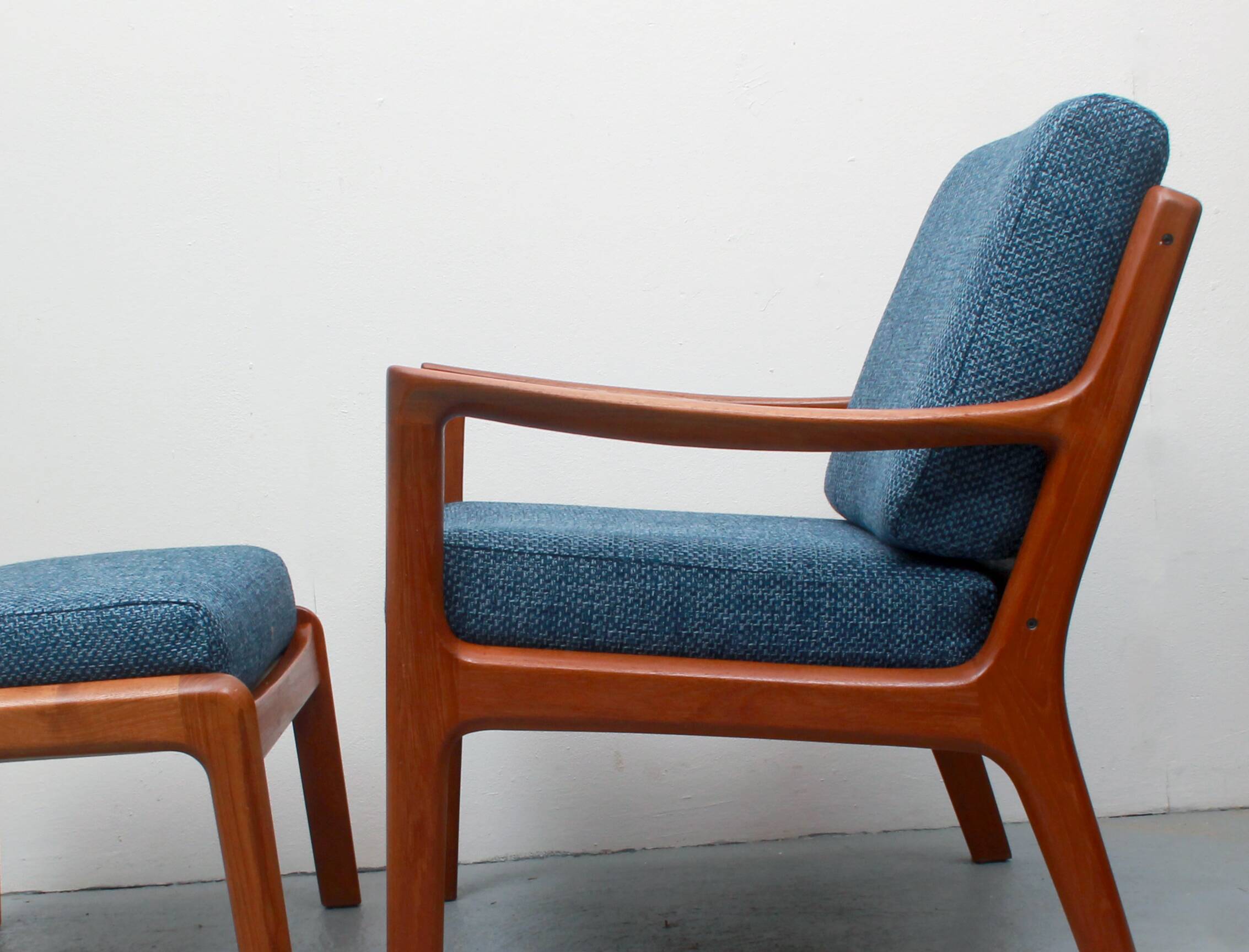 1960s armchair + ottomane teak, Ole Wanscher for Cado