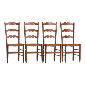 4 chaises paillées style rustique