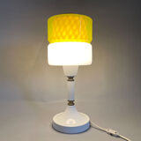 Lampe de table en verre jaune et blanc des années 1970 par Drukov, marquée