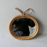 Apple mirror, in rattan, from the 60s-70s