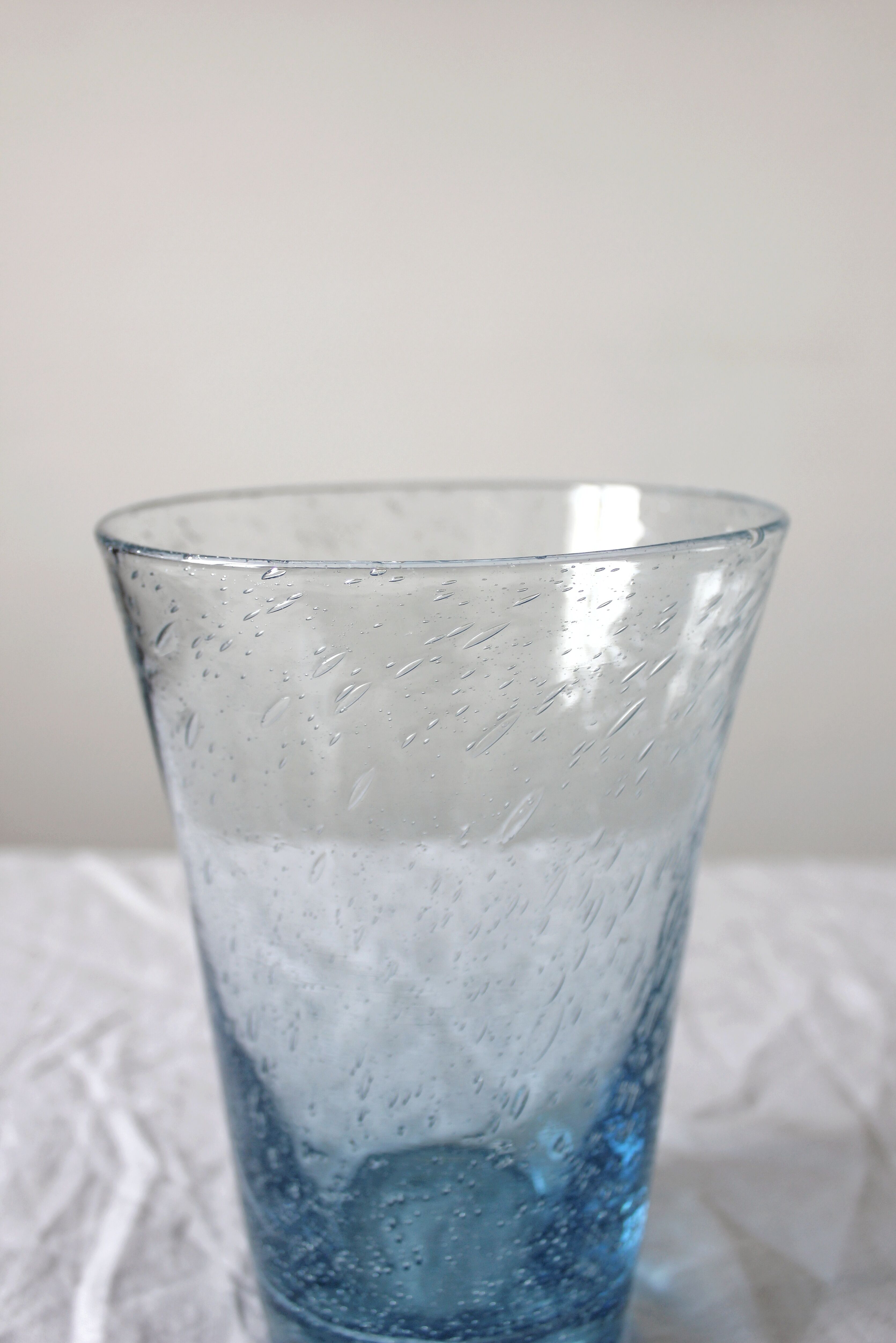 Vintage Biot Light Blue Bubble Blown Glass Vase