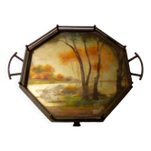 Art Deco hammered iron plateau or centrepiece table signed Germonde.