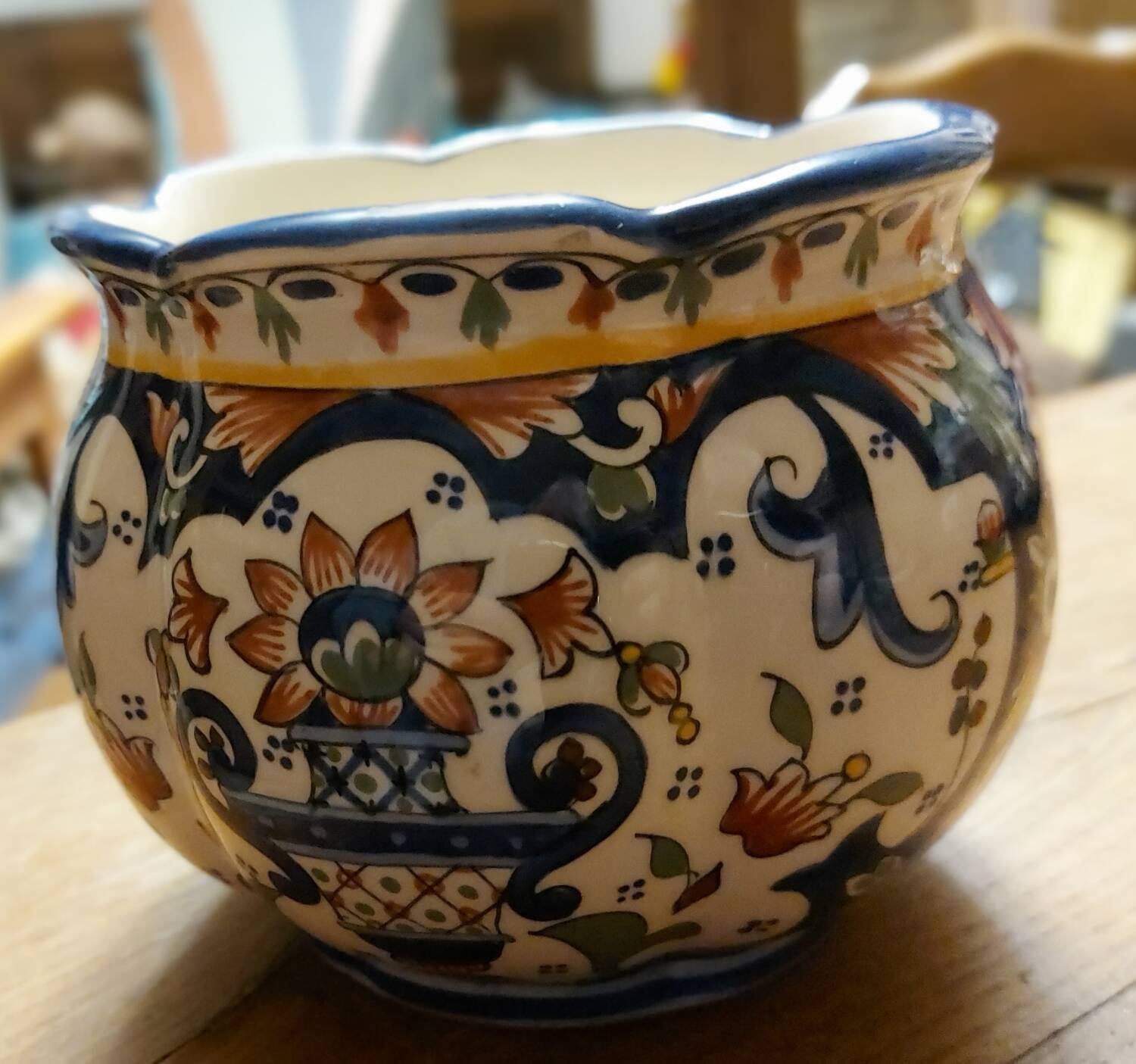 Rouen earthenware flowerpot