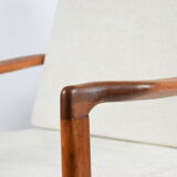 Scandinavian armchair, fully restored, designer Z. Baczyk, 1960s, beige fabric