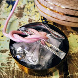 Pink and gold granite glass hanging