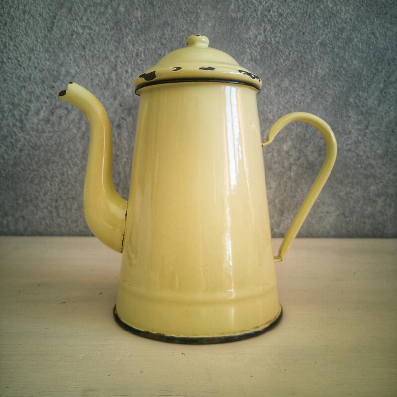 Yellow enamelled coffee maker