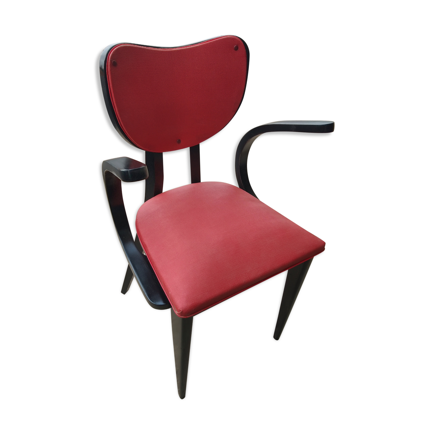 Fauteuil de bureau vers 1950 rouge et noir
