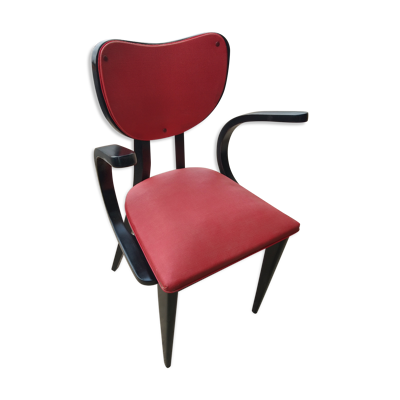 Fauteuil de bureau vers 1950 rouge et noir