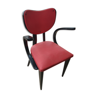 Fauteuil de bureau vers 1950 rouge et noir