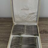 24-piece fish cutlery set in silver-plated metal with crossed ribbons by François Frionnet