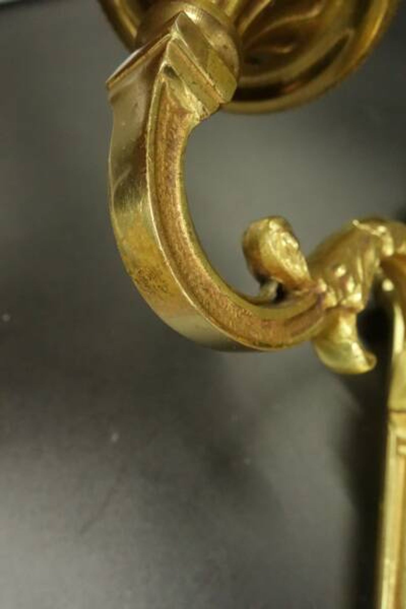 Pair of 1-light louis xvi style wall lights from lucien gau, paris - bronze