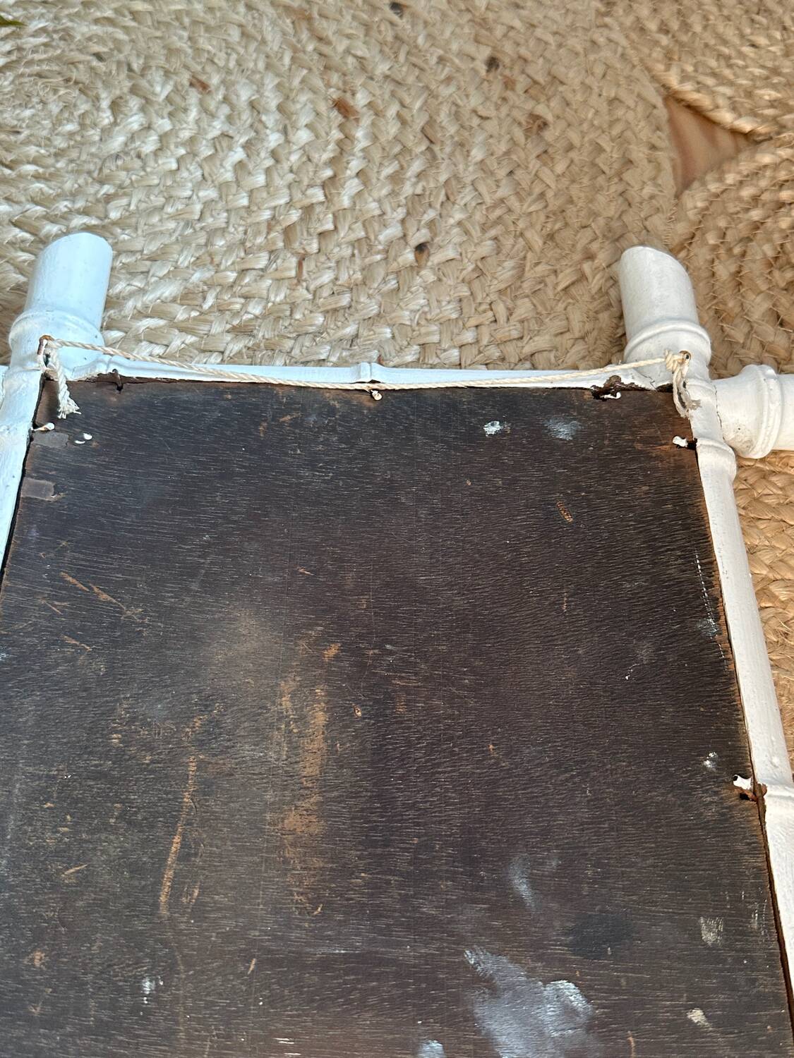 Ancien miroir en bois forme bambou