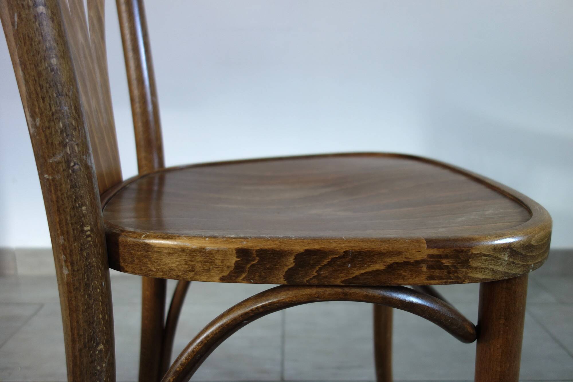 Pair of dark beech bistro chairs