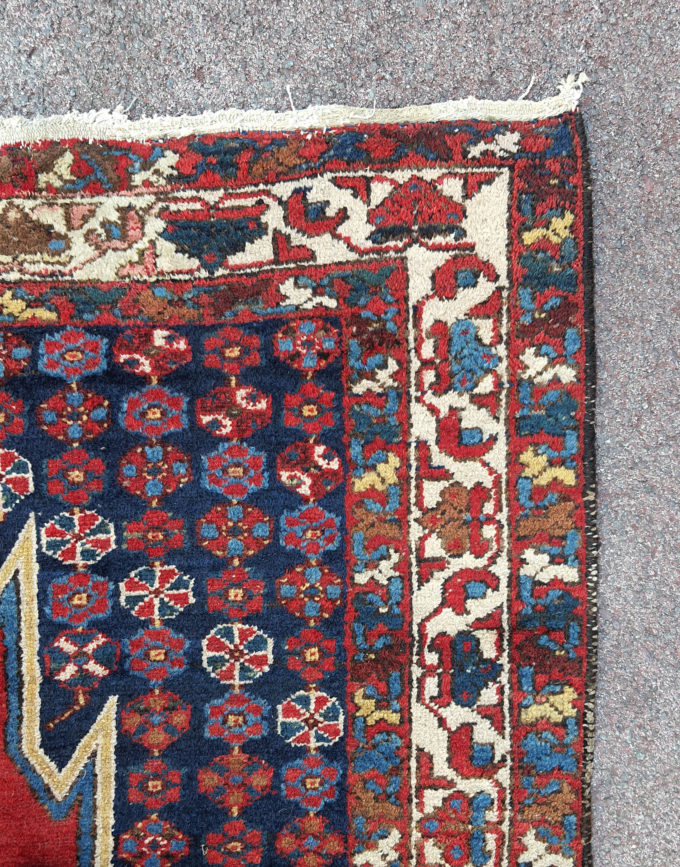 Antique handmade wool carpet, Mazlagan Iran 194 cm