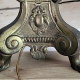Lampe tripode en métal doré