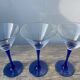 6 blue glass cocktail glasses, 1980
