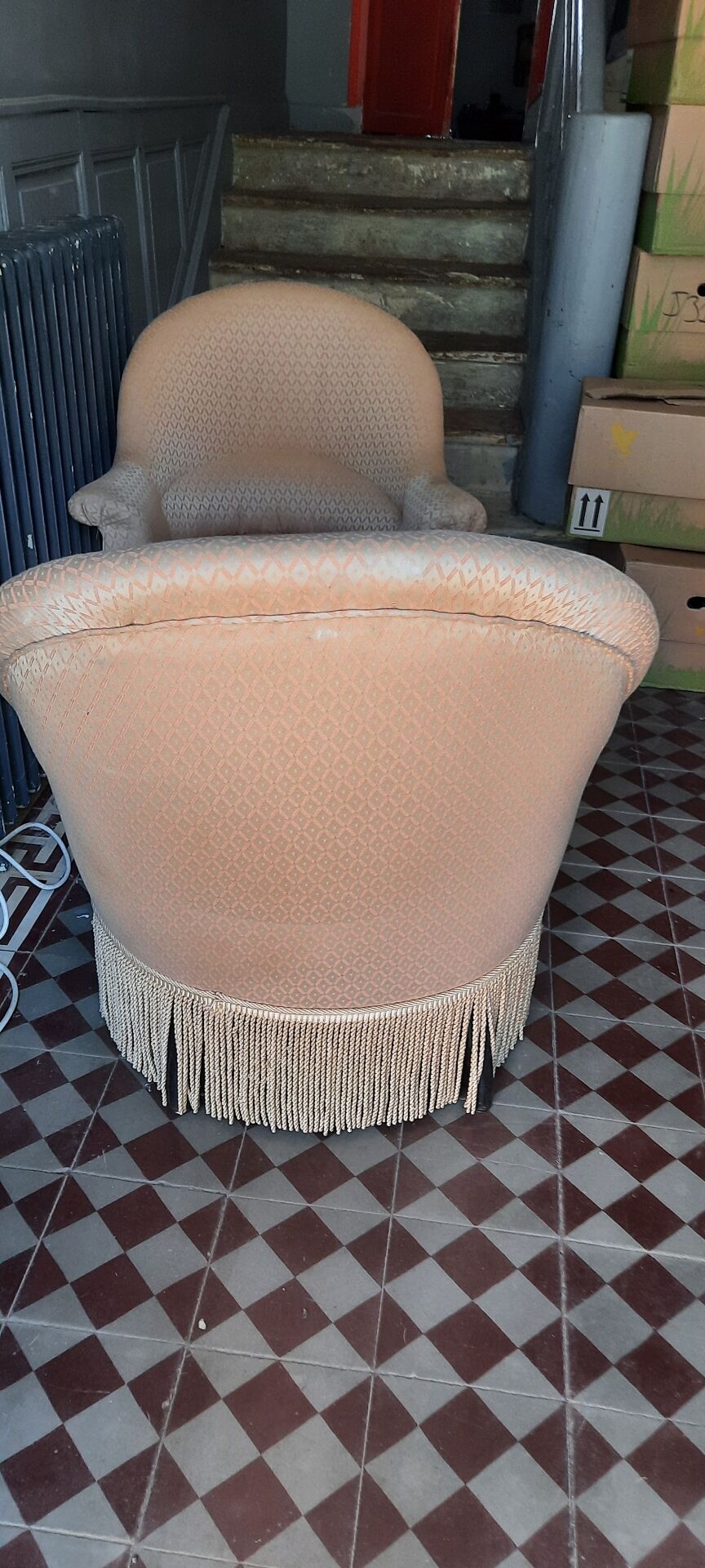 Méridienne et fauteuils crapaud