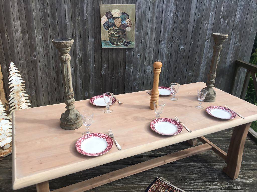 Raw wood farmhouse table