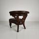Antique leather armchair by Robson & Son – carved wood & castors, Newcastle