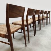 Wilkhahn vintage teak papercord dining chairs Georg Leowald model 351
