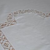 White linen tablecloth with embroidery 181cm/261cm