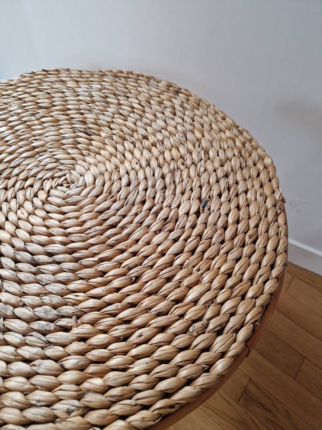 Rattan and rope coffee table
