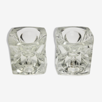 Pair of cubic candle holders 'Ice Cubes' Peill & Putzler