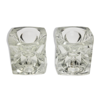 Paire de bougeoirs cubiques ‘Ice Cubes’ Peill & Putzler