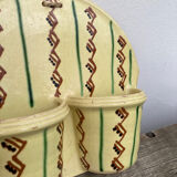Wall-mounted planter or cutlery drainer in yellow vintage ceramic