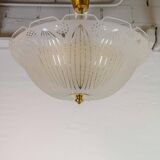 Large Swedish textured glass pendant light Orrefors