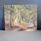Oil on wood landscape signed Carl SIM