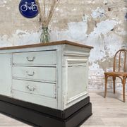 Bank counter furniture in patinated wood, circa 1900