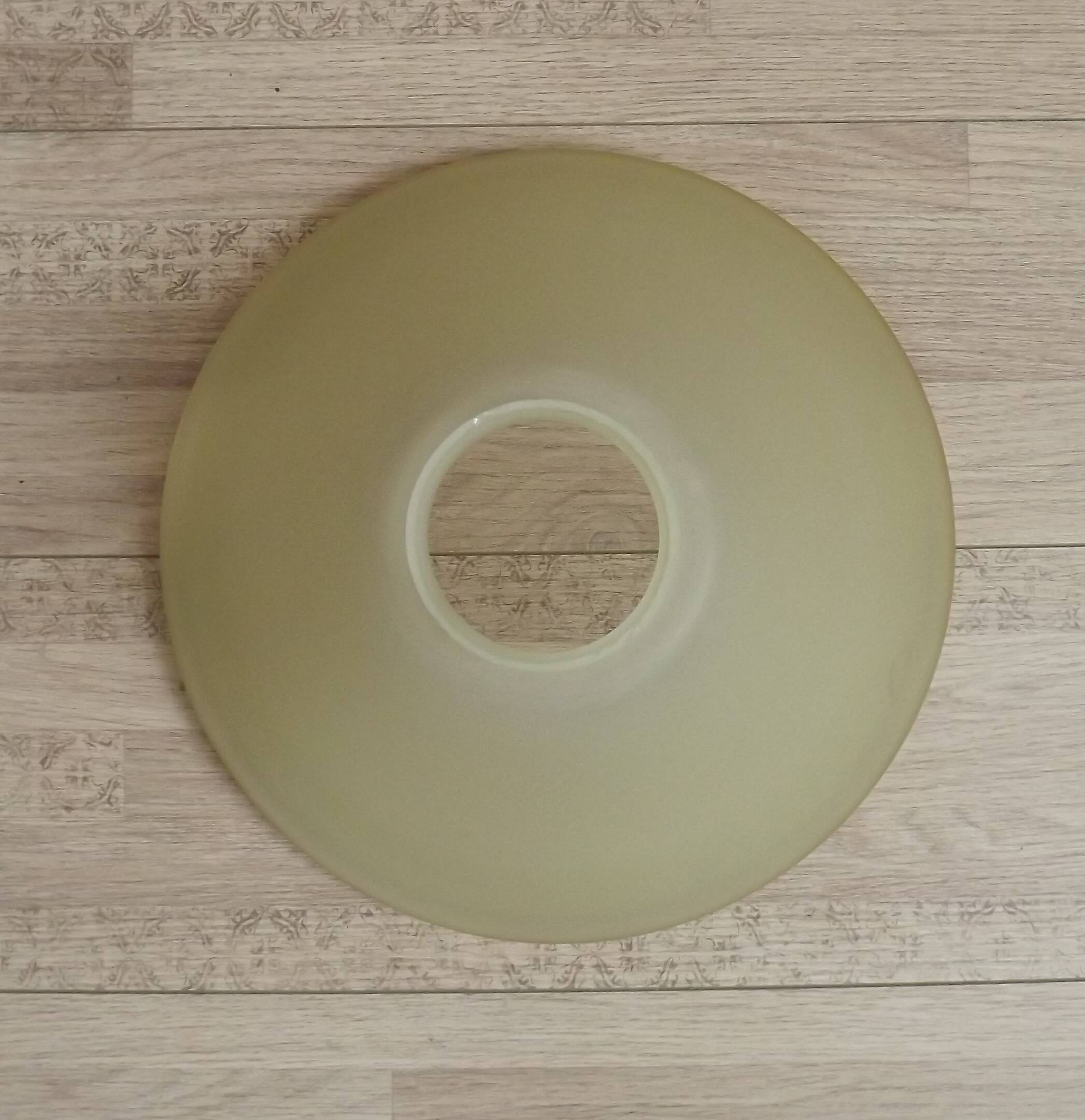 Mid-century coloured glass suspension with a gold metal border 2